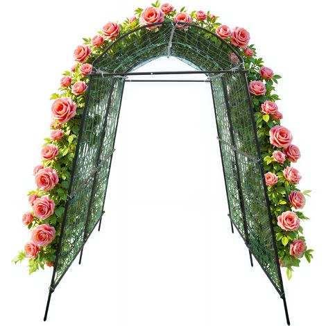 Treillis de Concombre en Métal, Arche de Jardin en Forme de Tunnel pour Plantes Grimpantes, Support Réglable a Extérieur pour légumes, tomates, courges, 230x183 cm (1/5)