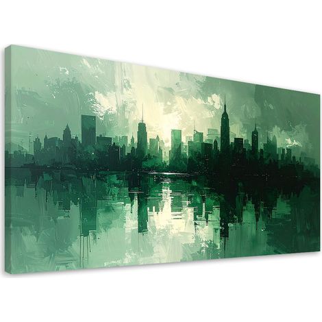 Leinwandbild Wolkenkratzer Stadtarchitektur grün 80x40 (1/5)