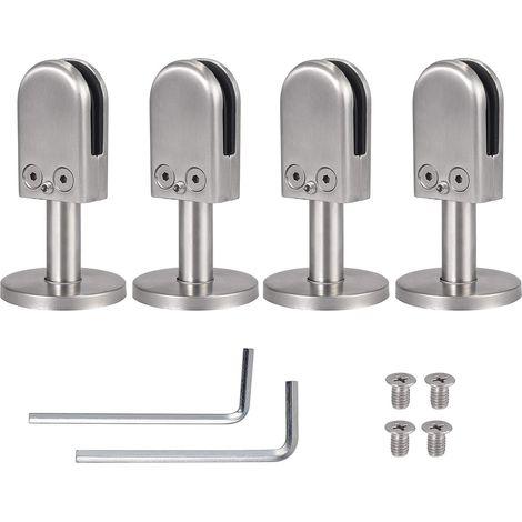 piezas de soporte de vidrio de 6-8 mm con soporte de 40 mm para abrazaderas de vidrio para montaje en piso Soportes de estante de vidrio de acero inoxidable 304 para pasamanos de barandilla de escaler (1/5)