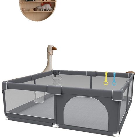 Parc, Design Portable, Barrière de Sécurité pour Enfants, Gris foncé (1/2)