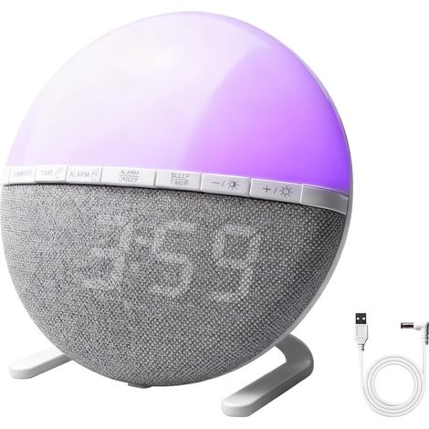 Sveglia con luce diurna per chi dorme profondamente con 7 suonerie e 7 colori, sveglia con alba, sveglia digitale per la camera da letto e la routine mattutina