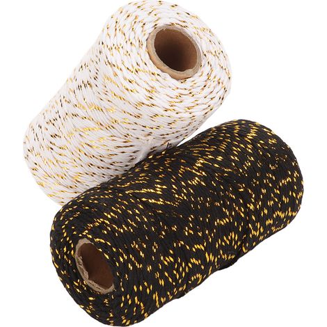 Ficelle de coton 2 rouleaux, 0,08 po, 109 verges, couleurs vives, multi-usage pour emballage, décoration, artisanat, corde fine résistante, paquet de 2. (1/5)