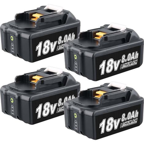 4 pièces 18V 8000mAh BL1860 batterie de rechange pour Makita 18VBL1860B BL1850 BL1850B BL1840 BL1840B BL1830 BL1830B BL1890B BL1815 LXT-400 batterie d'outils 18V (1/5)