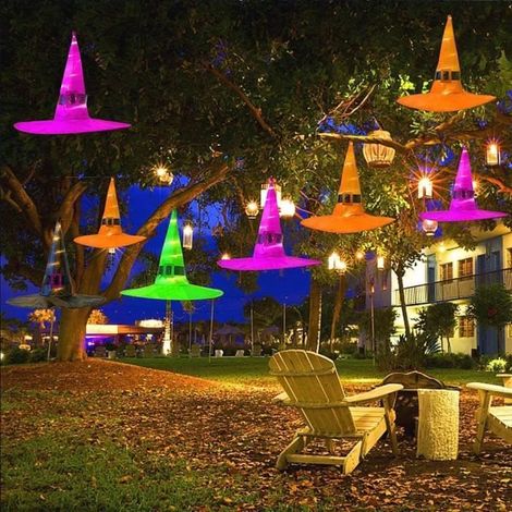 Guirlande Lumineuse - ZGEER - Chapeau de Sorcière - Décoration Halloween - 6 PCS - Solaire (1/4)