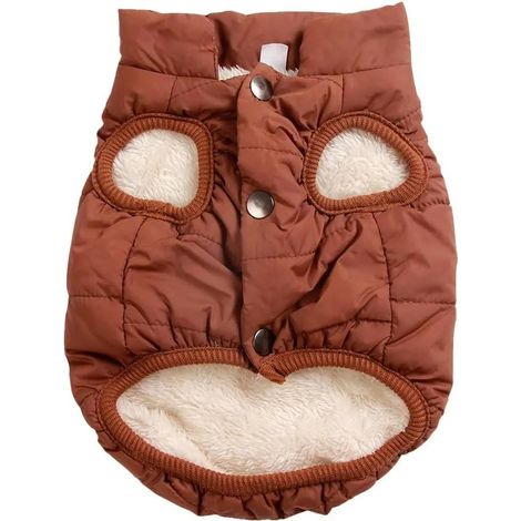 Gilet pour chien en polaire double, taille L, marron, chaud et coupe-vent, doux, idéal pour l'hiver. (1/5)