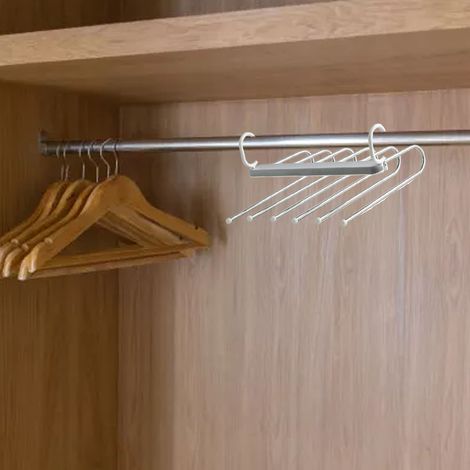 Faltbarer Hosenbügel, 6-lagig, multifunktional, faltbar, Edelstahl, Hosenbügel, Kleiderschrank-Organizer für Handtücher, Grau (1/5)