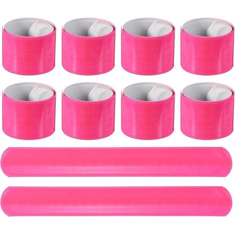 Reflektierende Klick-Armbänder, 10 Stück, 22 x 3 cm, rosa – Sicherheitsbänder – Zubehör zum Laufen und Radfahren (1/4)