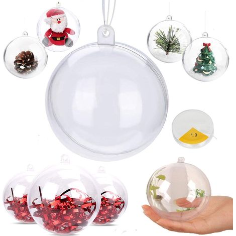 MINKUROW Bolas De Navidad Juego De 10, Bolas De Plástico Transparente Para Decoración De Navidad, Pascua, Cumpleaños (Paquete De 10/10 Cm) (1/5)