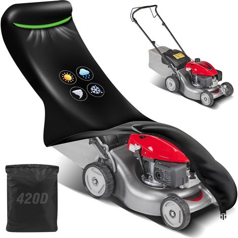 1 Housse Tondeuse à Gazon, 420D Oxford Imperméable, Bande Élastique Anti-Vent, Aération, Rangement Extérieur (1/5)