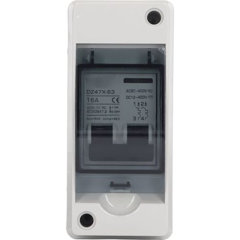 Disjoncteur bipolaire 16 A IP65 étanche pour installation solaire photovoltaïque avec boîtier de distribution, 12-400 V CC / 90-400 V CA (1/5)