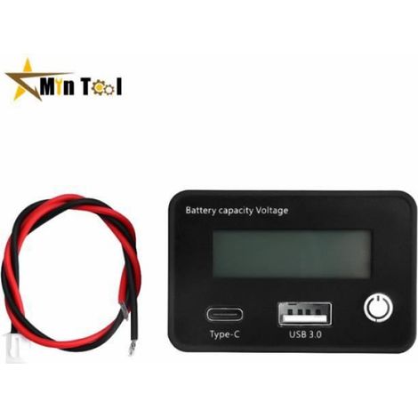 Noir - DC8 30V USB Type C Au Plomb Batterie Au Lithium Charge Capacité Indicateur De Voiture Moto Numérique V (1/4)