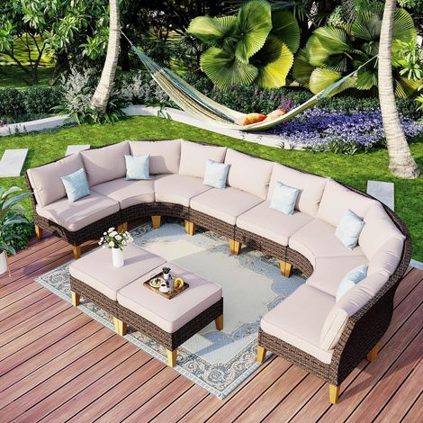 Lounge Set Polyrattan Wasserdicht Cushion Wetterfest Cr006-32-10i1 (1/5)