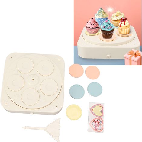 Machine à gâteaux et desserts rotative de 8 pouces avec cloche et musique, table à desserts rotative automatique avec musique + 5 assiettes. (1/5)