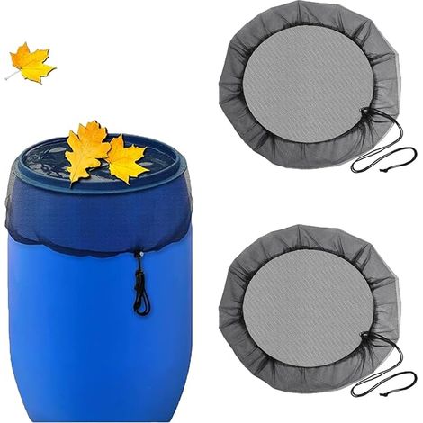 Adjustable Protective Net for Rain Tank, for Outdoor Buckets to Protect Against Mosquitoes and Leaves, etc. (Black) (1/5)