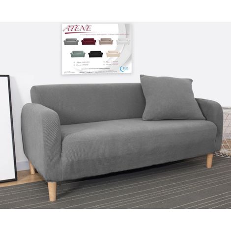 COPRIDIVANO elasticizzato ATENE universale GRIGIO bielastico 1 POSTO cm. 80 - 100 (1/5)