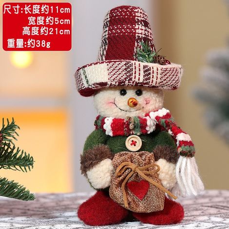 Weihnachtsgeschenk: Vintage-Weihnachtsfigur eines alten Mannes mit Karomuster, Schneemann-Hängefigur, Fensterdekoration.