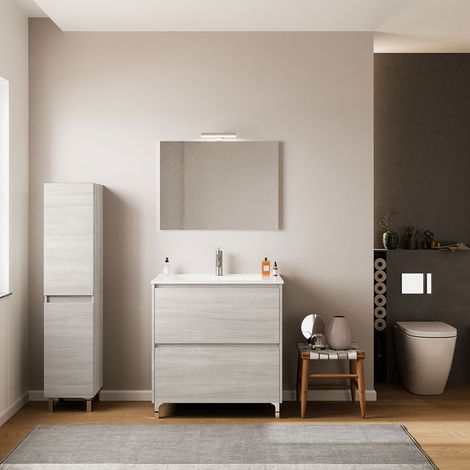 Mobile Bagno Savinidue Lisbona Base Colore Rovere Grigio 80 x 47 x 85 cm