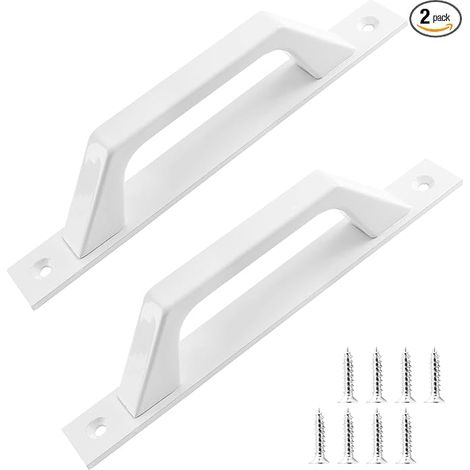 Paire de poignées coulissantes pour porte de grange, aluminium, blanc, pour placards, tiroirs, armoires, atelier, abri de jardin - 2 pièces (1/5)