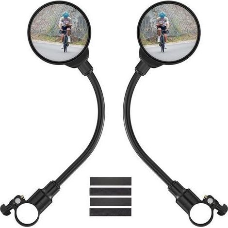 (Noir)2 Pièces Retroviseur Velo, 360° Réglable Retroviseur Trotinette Electrique, Rétroviseur Vélo Guidon pour Guidon 22-32mm, Convexe Rétroviseurs, Rond HD Miroir pour Scooter Électrique