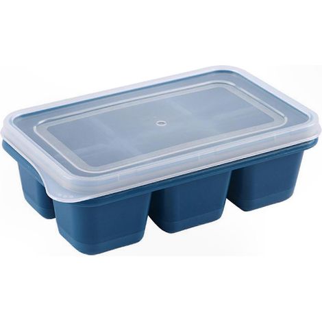 Silikon-Eiswürfelformen mit Deckel, 6 Mulden, zum Einfrieren von Babynahrung, DIY-Quadratform, zum Backen von Keksen (1/5)