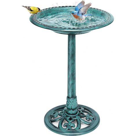 Vogeltränke – 1 Stück – Polyresin – Antik-Stil – Garten, Terrasse, Balkon – 71 cm hoch, 51 cm Durchmesser (1/5)