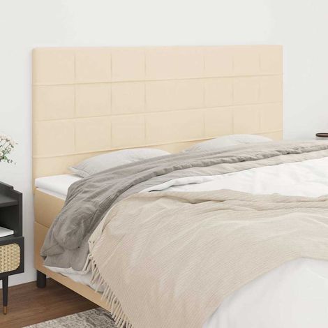 Tête de lit 180 x 5 cm en tissu crème, hauteur réglable 118/128 cm, pieds en bois - PANGIVO (1/5)