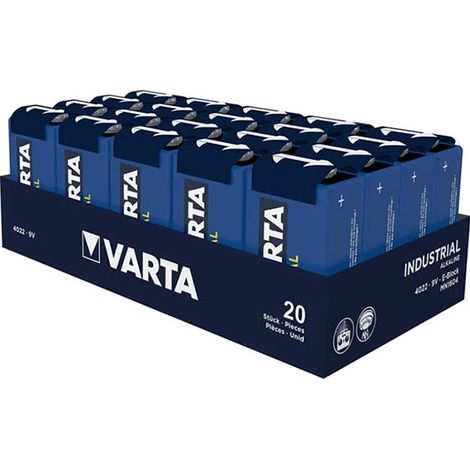 Pile Alcaline Industrial Pro 9V 6LR61 lot de 20 Varta (1/2)
