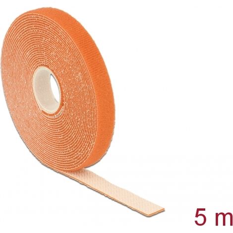 Delock Cinta de gancho y bucle en rollo LA 5 m x AN 13 mm naranja