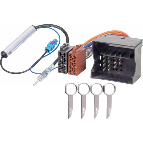 Câble Adaptateur Autoradio Faisceau compatible avec Peugeot Peugeot 107 207 307 Citroen Berlingo C1 C2 C3 C4 C5 C6 C8 Fiat Toyota Aygo VW Kit Adaptateur Antenne Autoradio Quadlock vers ISO Fakra DIN
