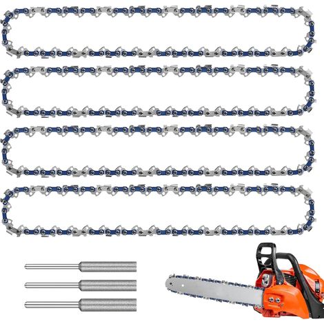 4 Pièces Chaînes de Tronçonneuse 3/8" LP 40 Maillons 1,1mm 33 cm, 10 Pouces Chaînes de Tronçonneuse, Chaine Tronconneuse Pour Guide-Chaîne avec 3 Têtes de Meulage de Chaîne pour Divers Tronçonneuse (1/5)