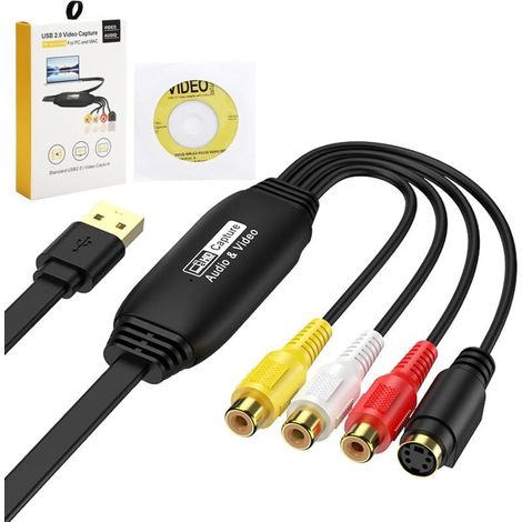 Convertisseur Vidéo USB 2.0 pour VHS MiniDV Hi8 DVD - Capture Audio Vidéo Haute Qualité Windows macOS -ULISEM