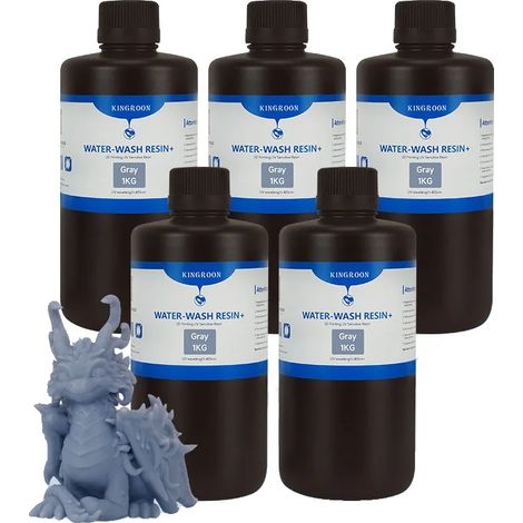 Resina per stampa 3D, facile da pulire, ecologica, grigia, 5 kg (1/2)