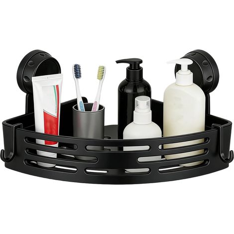 Étagère de douche, étagère d'angle à ventouse, étagères d'angle de douche – pour shampooing, savon, jouets, porte de toilette, appartement, dortoir, camping-car, salle de bain (1/5)