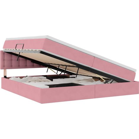 Maison Exclusive - Aufbewahrungsbett mit Matratze Rosa 200 x 200
