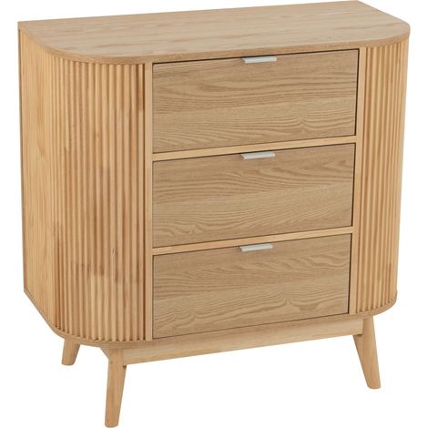 Commode en bois 3 tiroirs Naturel 40x80x80 cm (1/5)