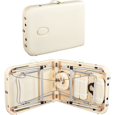 Yaheetech Table de Massage Pliante Professionnelle 70 x 213 cm 3 Section avec Pied en Aluminium Lit de Massage Portable à Hauteur Réglable Repose-tête Ergonomique pour le Massage Spa Tatouage Beige — vue 4