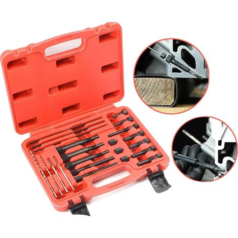 Kit per la rimozione delle candelette, 22 pezzi, in acciaio, compatibile con filettature M3, M8 e M10, scatola di stoccaggio inclusa, efficiente strumento per la riparazione di autoveicoli. (1/5)