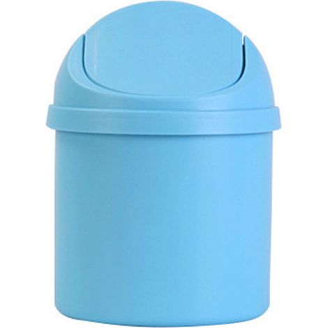 Mini poubelle de bureau en PP, conception compacte avec couvercle intime pour la maison, la cuisine, le bureau, la chambre à coucher, le salon, bleu.