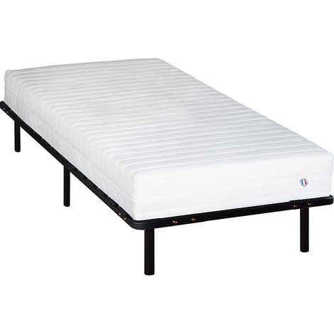 OLYMPE LITERIE Ensemble KLO 90x190 cm Matelas Mousse Haute Densité + Sommier Métal (1/5)