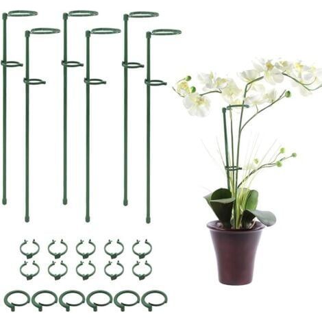 6 STK. Pflanzenstützringe für Käfige mit Befestigungsschlaufe für Pflanzen, Blumen, Orchideen, Pfingstrosen, Rosen, Pflanzenstützstab, Gartenstab, Pflanzenstab, Blumenstab mit Stiel, Uniq