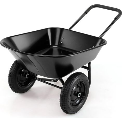 Brouette de Jardin à 2 Roues, 78 l, avec Fonction basculante, Cadre en métal, capacité de Charge de 100 kg, brouette de Jardin, brouette de Transport pour Jardin et Cour (Noir) (1/5)