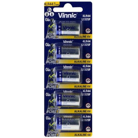 Pile 4LR44 - Alcaline 6 V - Diamètre 13 mm Hauteur 25,2 mm - Pour Calculatrices Télécommandes Systèmes De Sécurité - Lot De 5