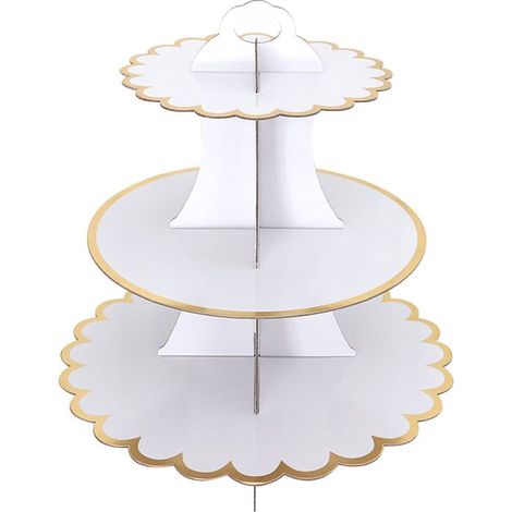 Alzata per torte a due piani, alzata per cupcake, alzata per cupcake a tre piani, alzata per torte di carta, alzata per dessert, alzata per muffin, torre per torte rotonda (1/5)