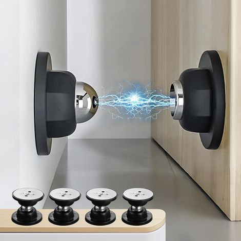 Butées de porte magnétiques robustes pour camping-cars, en acier inoxydable, adaptées aux camping-cars et fourgons aménagés, conception coupe-vent, noires (lot de 4).