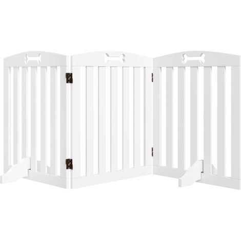 Absperrgitter Hund 3-teilig, 155 x 61 cm Faltbar Türschutzgitter mit 2 Stützfüßen, Freistehend Hundegitter, Treppengitter für mittelgroße Hunde, für Flur, Treppe, Weiß
On-Site