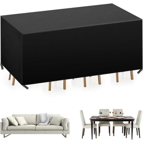 Cover of Table Garden Square,420D Fabric Oxford Cover Living room of Garden, Cover of Protection Table of Garden Waterproof, Anti-UV Tarp Table of Garden Outdoor - 180x120x74cm, Black (1/5)