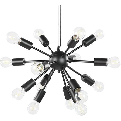Lámpara de techo de metal negro 115 cm 15 luces bombillas iluminación ambiente moderno Balagas