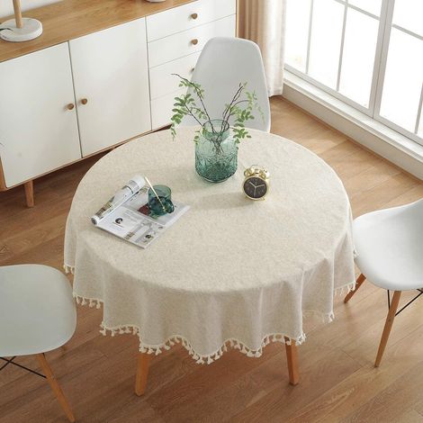 Abwaschbare Tischdecke Leinen-Optik 120 cm Rund, pflegeleicht & robust