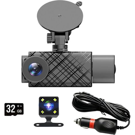 3 Kameras Auto-DVR vorne, hinten und innen, 2 Zoll 1080P Dashcam, 3 Objektive für Autos, Nachtsicht, Loop-Aufnahme, Auto-Blak-Box (Farbe: 3 Kameras-32G).
