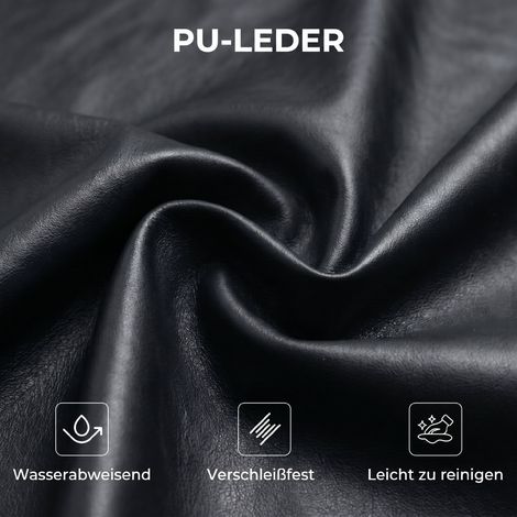 Fauteuil Lounge avec large assise, accoudoirs, pieds en acier, similicuir pour salon, chambre, Noir (1/4)